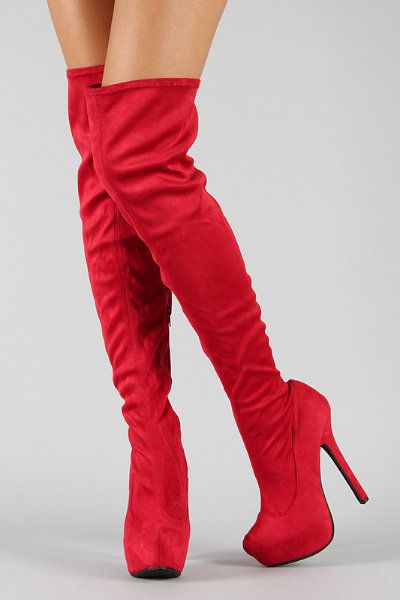 red high heel knee boots