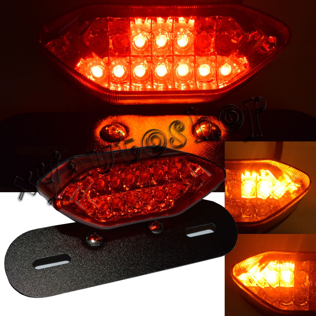 LED LICENSE PLATE MOUNT TURN SIGNALS TAIL LIGHT FOR BOBBER CAFE RACER ATV BLACK eBay