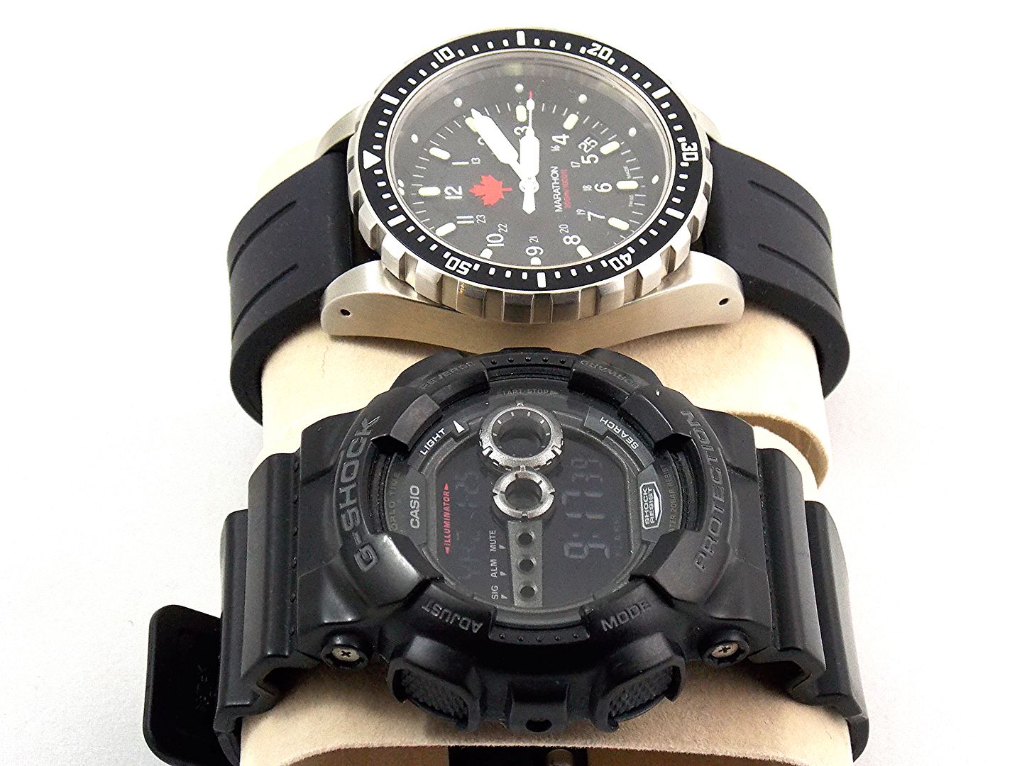 Casio G-shock GD100-1B and the Marathon JSAR
