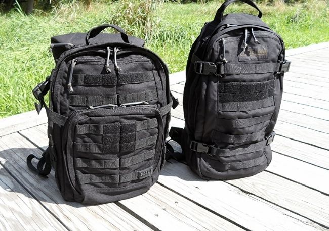 Front view - 5.11 RUSH 12 (left), Camelbak HAWG (right)