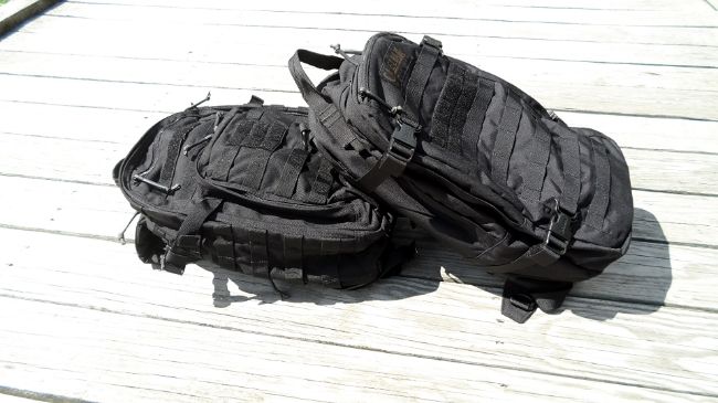 The 5.11 RUSH 12 (left) and Camelbak Mil Tac HAWG (right)