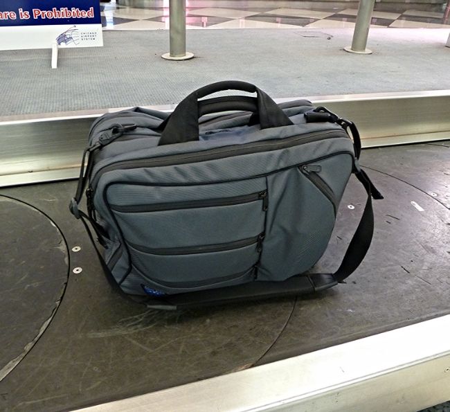 The Tom Bihn Tri-Star in a place you'll likely rarely see one - on the baggage carousel.
