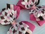 Brown and Pink pair of Pinwheel Bows