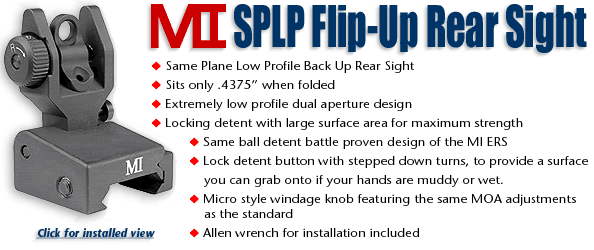 Midwest Industries SPLP Rear Flip Up Back Up Iron Sight BUIS M4 AR15 Midwest Industries SPLP Rear Flip Up Back Up Iron Sight BUIS M4 AR15