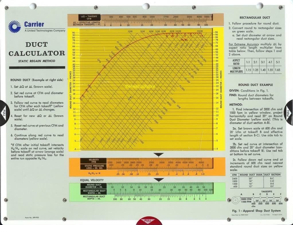 Duct Calculator The Ultimate Duct Sizing Slide Chart eBay
