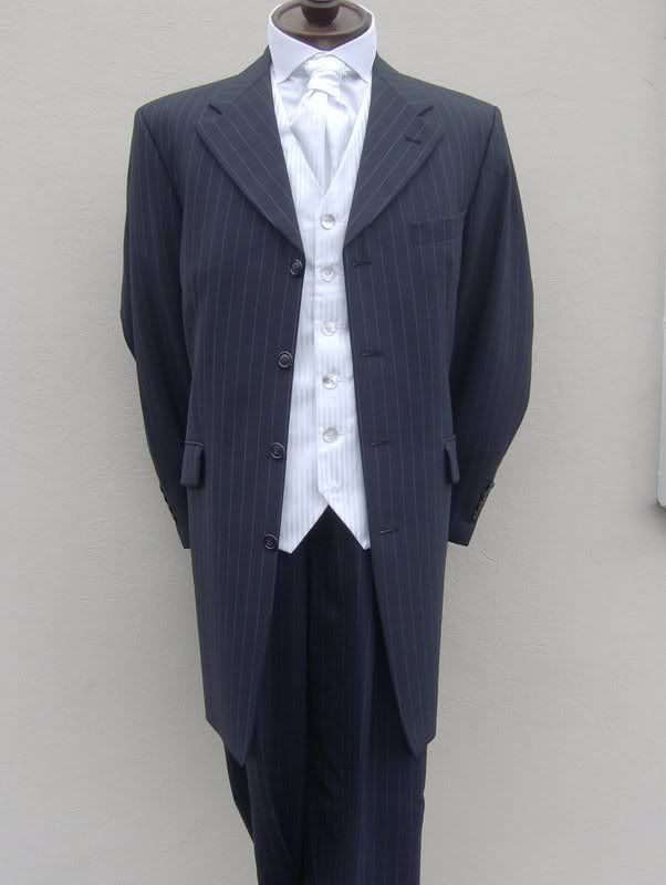 46" PINSTRIPE PIN STRIPE NAVY BLUE WEDDING SUIT SUITS eBay