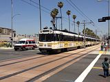 Expo Line train on April 28th, Train is leaving Jefferson Station going westbound