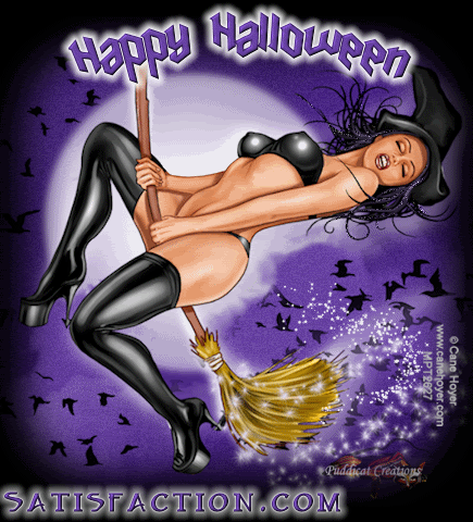 Sexy Witch on Broomstick, Halloween Layout