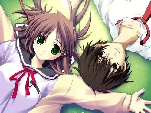 Anime Couple on ground Pictures, Images and Photos