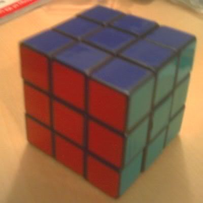 Rubik's Cube solved: Red, Green, Blue