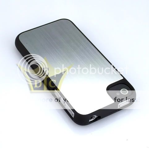 Silver Aluminum Drawbench Flake Hard Case Cover for Apple iPhone 4 4S 
