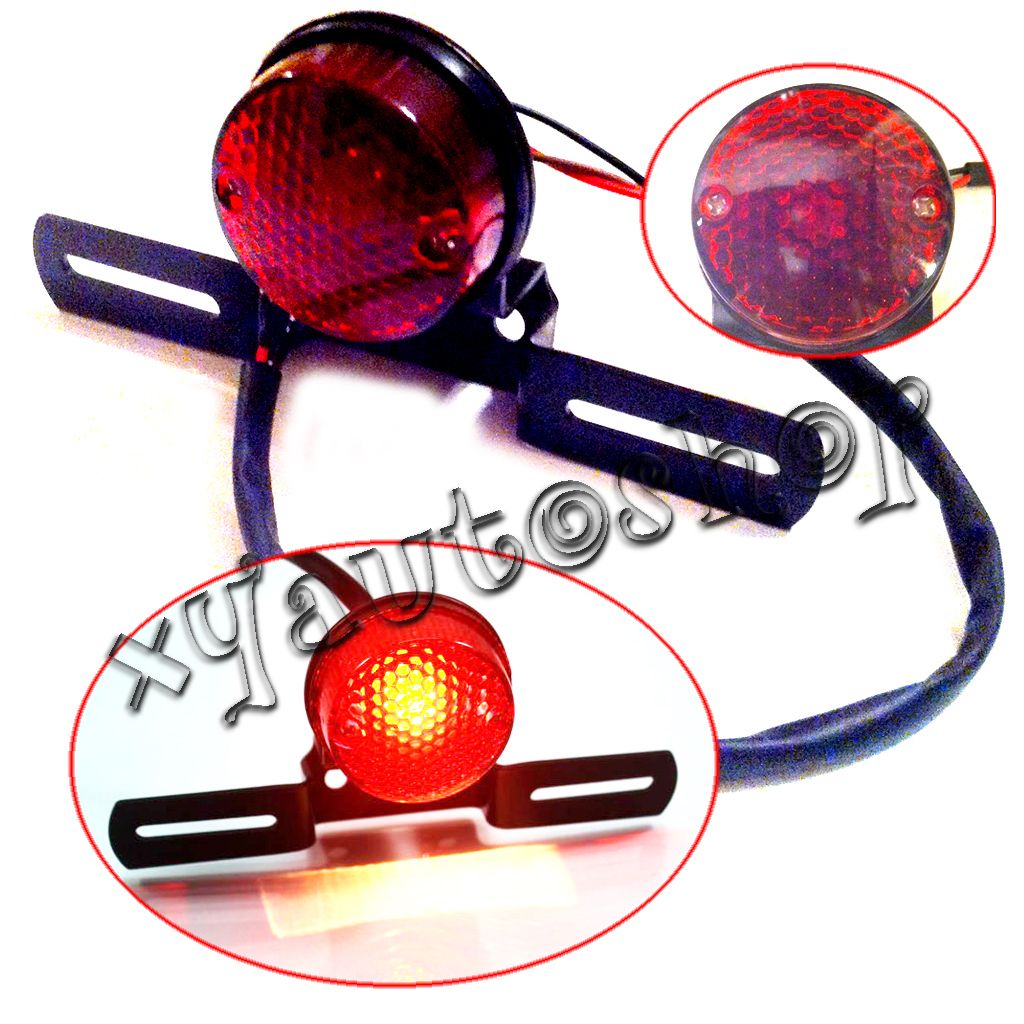 CHROME ROUND MOTORCYCLE TAIL BRAKE LIGHT FOR HARLEY BOBBER CHOPPER RAT CUSTOM
