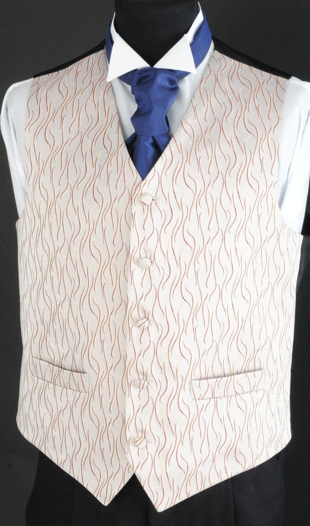 Mens e da Paggetto Rosso Vino e Oro Ondulato Vestito da Matrimonio Gilet