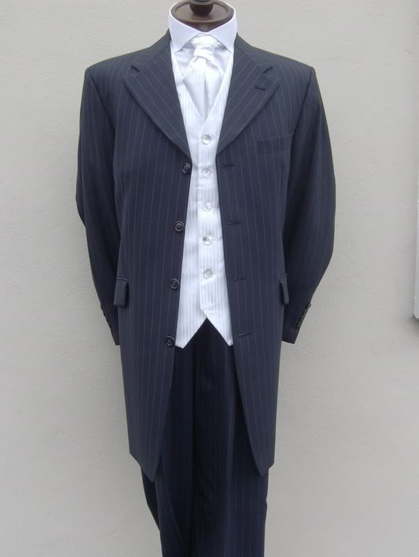 Mens Navy Blue Pinstripe Suit Pin Stripe Suits 36 38 40 42 44 46 New Lower Price