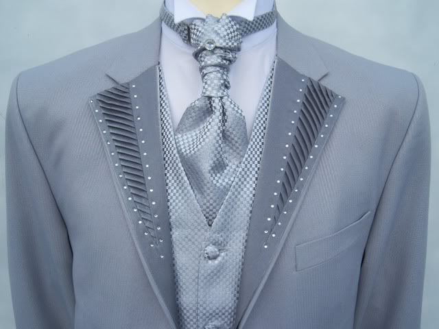 MENS ITALIAN DESIGNER WEDDING DRESS SILVER SUIT OUTFIT  