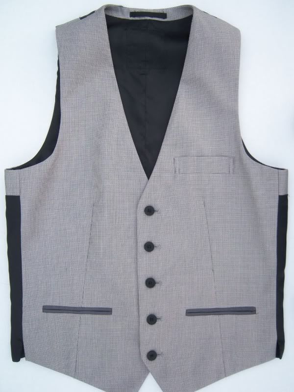 MENS NEW SILVER GREY FINE CHECK WAISTCOAT VEST FOR SUIT JACKET JEANS 36 ...